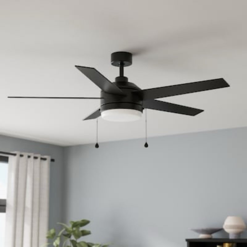 harbor breeze sunport easy2hang 52-in matte black with matte blades led covered outdoo