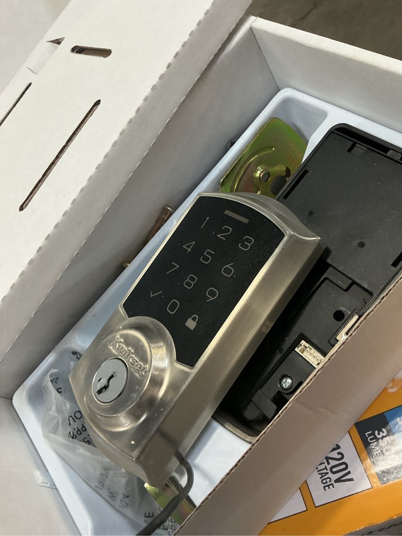 Condition photo showing As Is for kwikset 916 smartcode satin nickel smart touchscreen keypad electronic deadbolt lock f