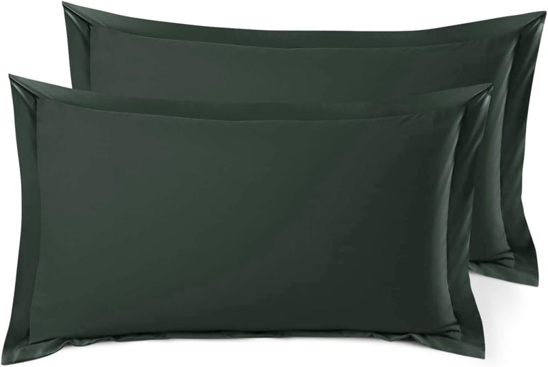 european linen double flange sham set pillow case / king color olive