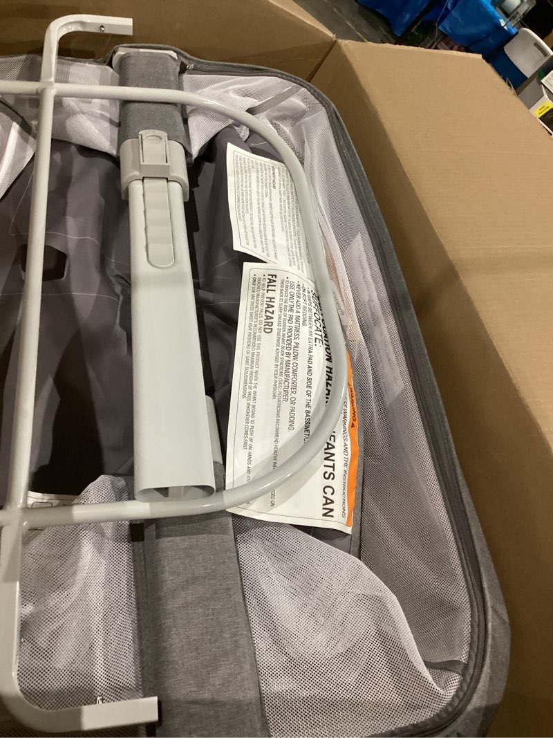 Condition photo showing As Is for KoolerThings 3 in 1 Baby Bassinet, Bedside Sleeper, & Playpen, Easy Folding Portable Crib (Grey)- KoolaBaby (Mesh Bassinet) Grey-mesh