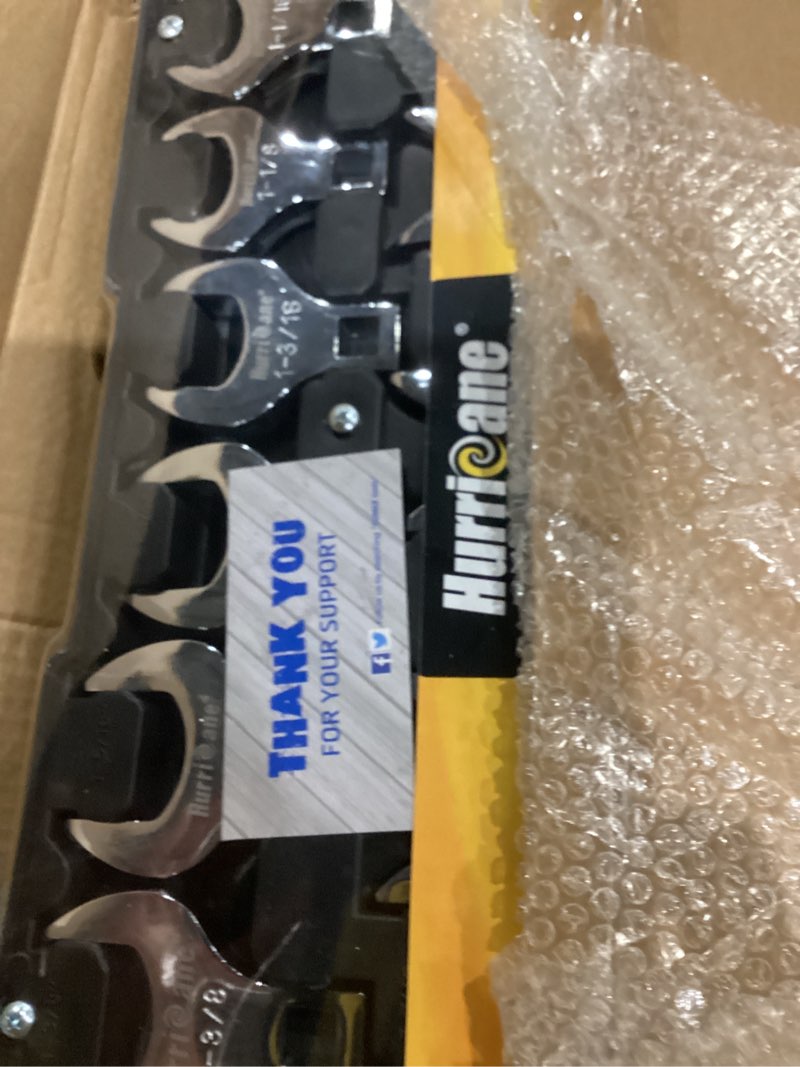 Condition photo showing Good Condition for HURRICANE 1/2” Drive Crowfoot Wrench Set, 14 Piece Jumbo Crowfoot Flare Nut Wrench Tool Set, SAE Sizes from 1-1/16" to 2" with Storage Tray, With Fully Polished Chrome Finished