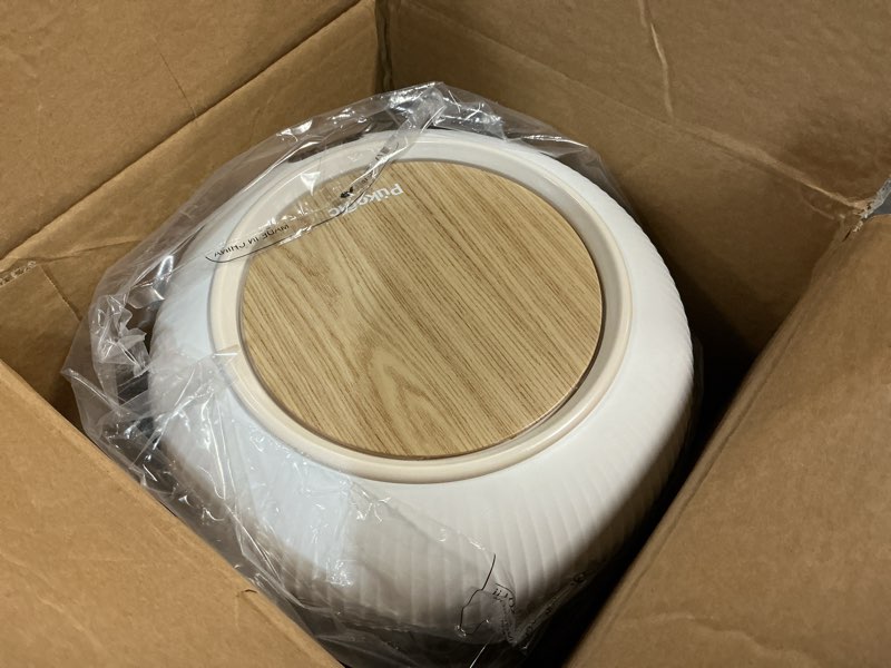 Condition photo showing Good Condition for pukomc smart sensor wastebasket, convenient and hygienic easy to use, technology sensor waterproof wastebasket plastic trash can for kitchen, bathroom, bedroom, living room, office and outdoor 1 pack white