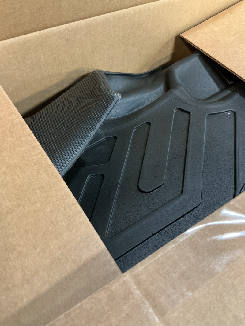 Condition photo showing As Is for falafa floor mats fits for jeep wrangler jl unlimited 4 door 2018-2025(not fit for jk or 4xe) all weather tpe custom heavy duty floor liners includes 1st & 2nd row car mats, black 2018-2025 jeep wrangler jl 2018-2025