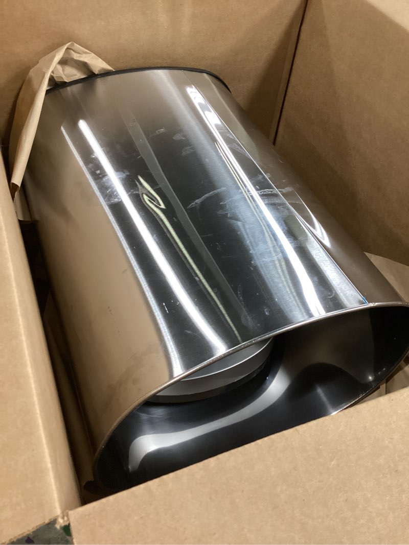 Condition photo showing As Is for BestOffice | 13 Gallon Trash Can with Lid | Automatic Touchless Garbage Can | Odor Control | Modern Oval Design | Easy to Clean | Stainless Steel | Fits Any Kitchen, Bathroom, Office or Home Stainless Steel Stainless Steel