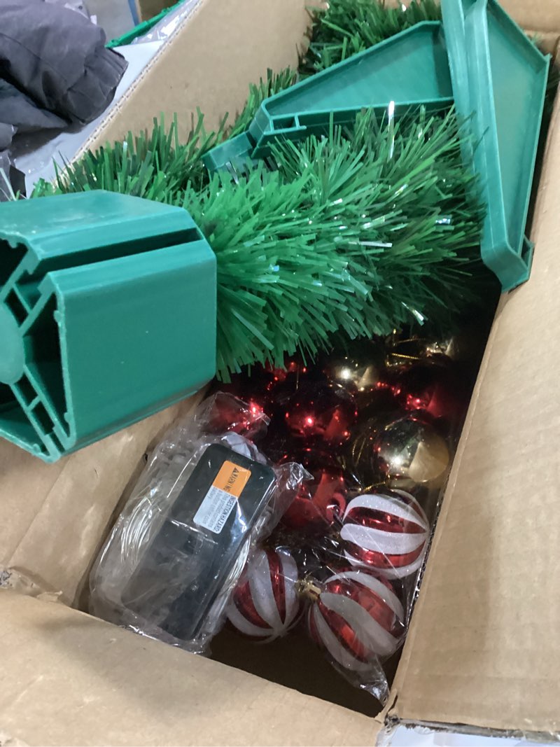 Condition photo showing Good Condition for 3FT Green Christmas Tree Tinsel with 50 Warm White & Multi Color Fariy Light 3D Star 15 Ball Ornament, 12 Light Modes Timer Battery Operated Small Artificial Full Xmas Tree Table Indoor Holiday Decor 3ft-tinsel Green