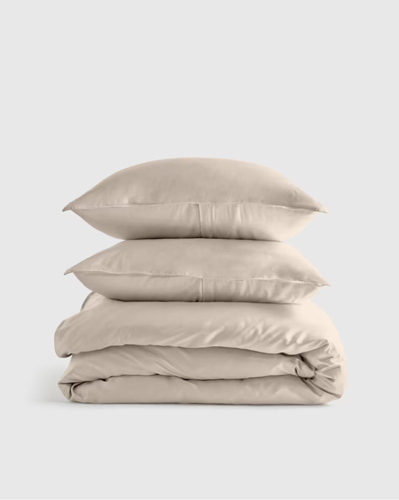 quince bamboo duvet cover set  full/queen sand 