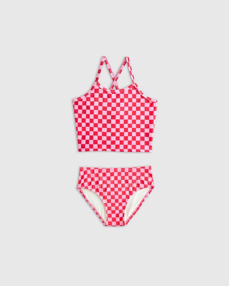 Tankini Swimsuit Pink Check Size 6 