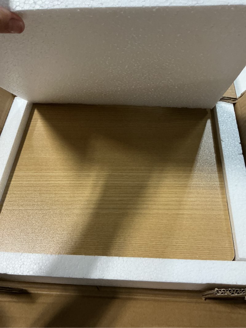 Condition photo showing Good Condition for Omhuzsyo standing desk converter Stand up office desk riser on the desktop is suitable for use in laptops and single monitor work consoles, home offices, and can be adjusted in height(Log Color) Wood