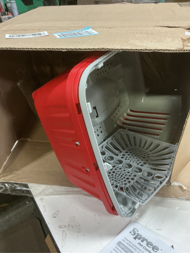 Condition photo showing Good Condition for MidWest Homes for Pets Spree Travel Carrier – Hard-Sided Dog & Cat Carrier, Small Pet Travel Crate with Handle, Ventilated Design, Easy Assembly, 19-Inch, Red Red 18.9"L x 12.2"W x 12.7"H
