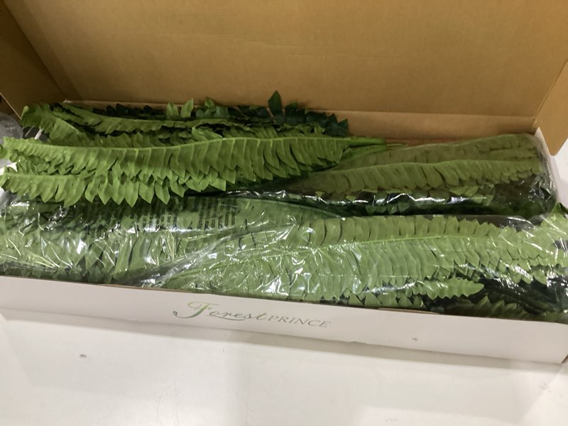 Condition photo showing New/Like New for forest prince 35" fake ferns, 4 large artificial bonston ferns bushes plants with 39 fronds for outdoors garden patio porch entrance low maintain home decor 35" 4 pcs
