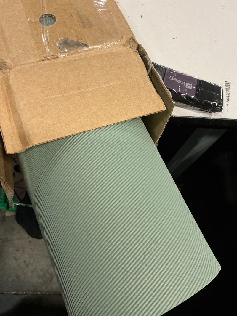 Condition photo showing Good Condition for keep yoga mat - premium 7mm thick exercise mat, anti-tear 32'' extra wide fitness mat with strap for men & women, non slip pilates mat for home yoga, pilates, gym, stretching, floor & fitness workouts pale green