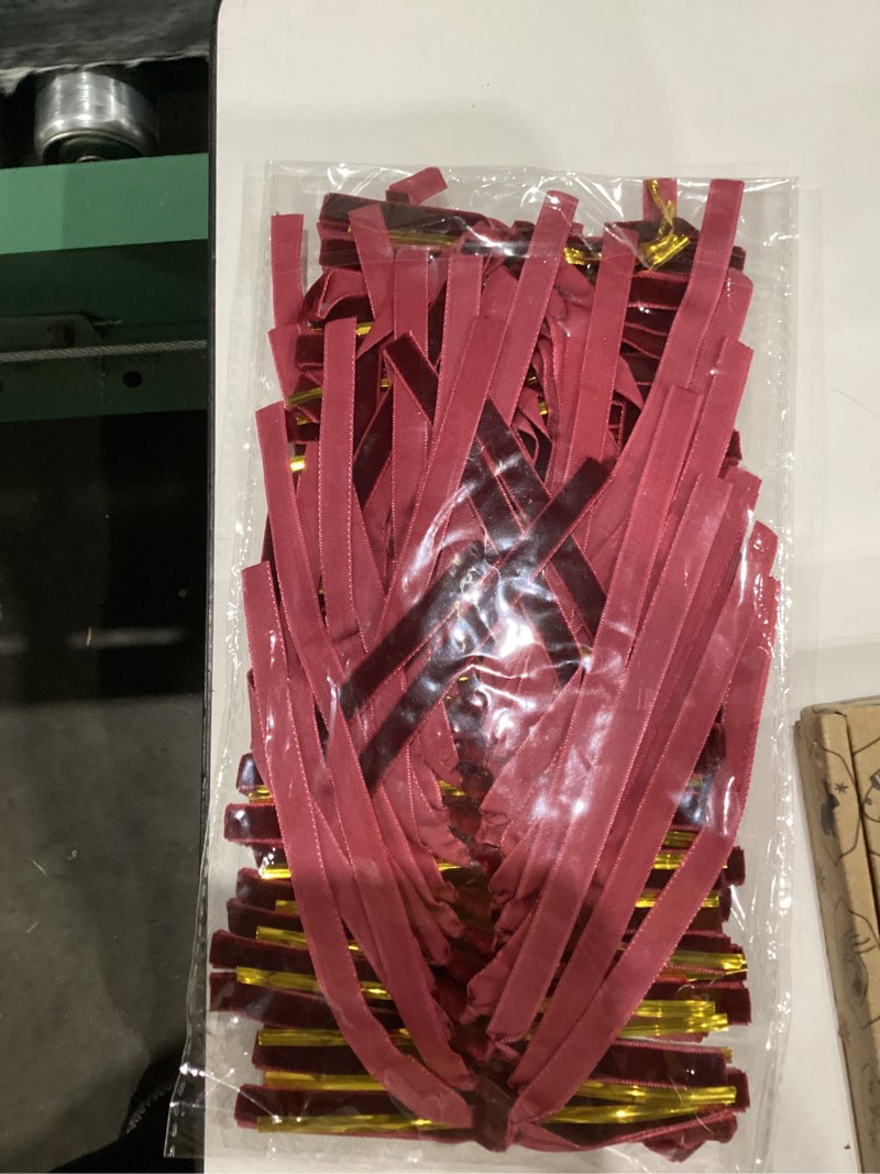 Condition photo showing New/Like New for 36 Pcs Burgundy Velvet Christmas Tree Bows Decor, Vintage Wreath Bow for Christmas Garland, Gift Wrapping, Xmas Tree, 3/8'' Wide, 5 * 7 inch