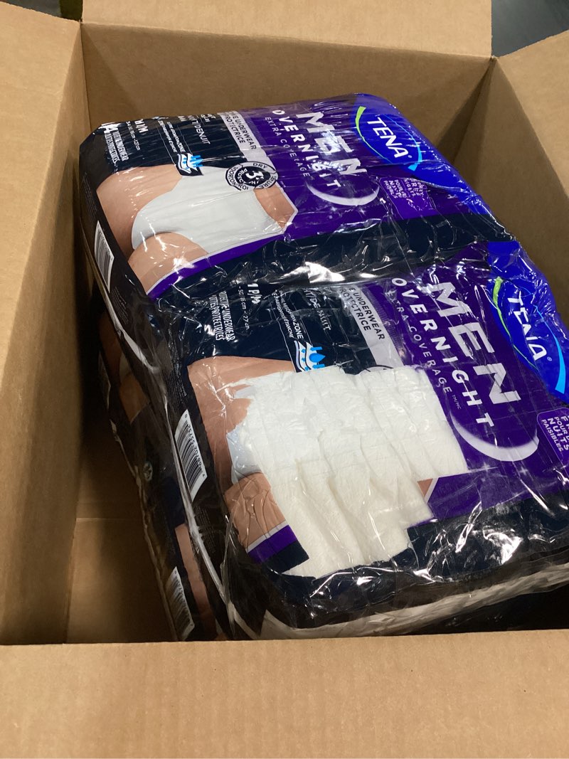 tena men overnight extra coverage incontinence underwear, masculine and discreet, s/m, 56 count (waist size 34in-50in) small/medium 56