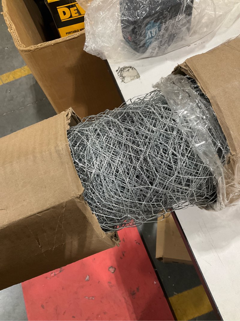 Condition photo showing As Is for yardgard 2 inch poultry netting, chicken wire fence, 20 gauge galvanized steel, rabbit fencing, bird enclosures, garden protection and plant support, 48 inches x 150 feet