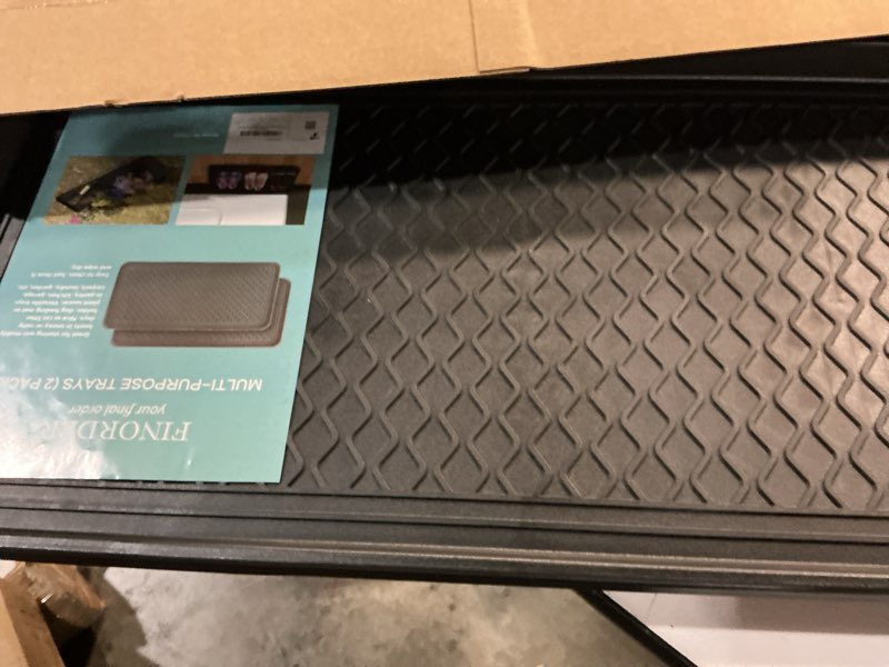 Condition photo showing Good Condition for finorder multi-purpose boot trays, set of 2 black all weather heavy duty shoe trays, pet feeding mat, use for indoor and outdoor, 30" x 15" x 1.2" 30" x 15"(black)