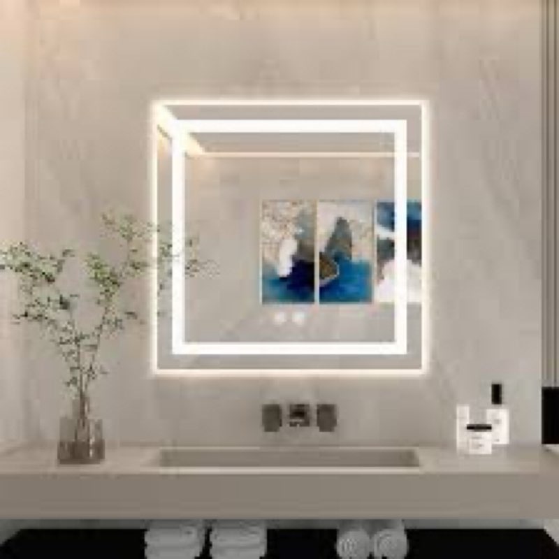 24X24 LED Bathroom Mirror with Lights, Anti-Fog, Backlit + Front Lit (CRI>90), Lighted Bathroom Vani