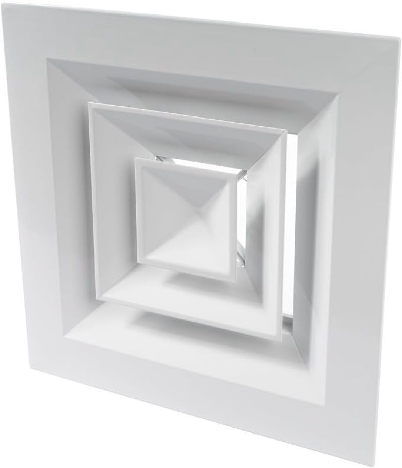 Repa Market 6" x 6" (Neck) Square Aluminum Ceiling Diffuser - Industrial 4 Way Supply Exhaust Ventilation, Air Conditioning - HVAC Horizontal Flow Duct Cover - Office Warehouse 12" x 12" (Outer)