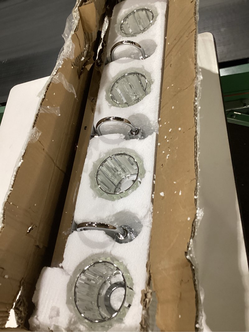 Condition photo showing New/Like New for Ralbay Modern LED Crystal Bathroom Vanity Lights 4-Lights Stainless Steel Crystal Vanity Lights Over Mirror Modern Crystal Bathroom Vanity Lighting Fixtures