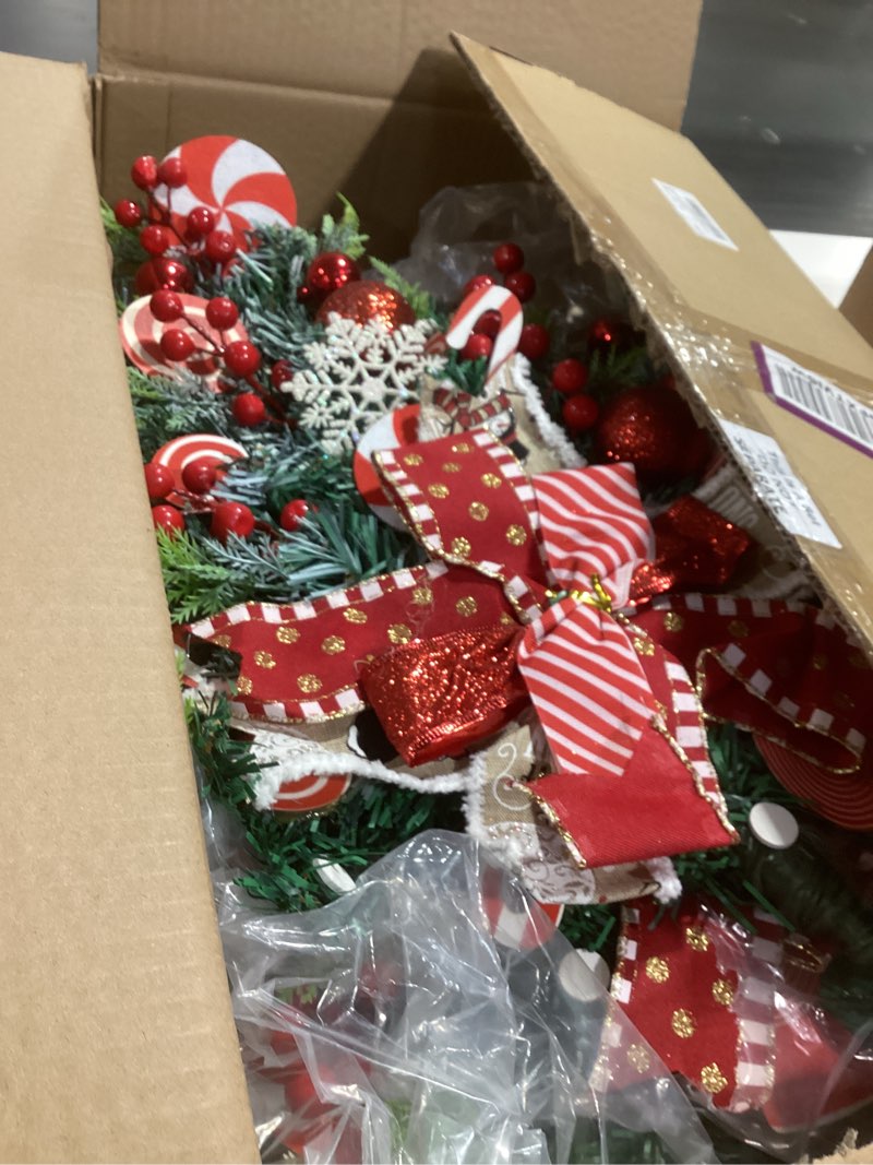 Condition photo showing Good Condition for Lyrow 4 Pcs Cordless Prelit Christmas Artificial Swags 24" Xmas Stairway Swag Teardrop Trim Christmas Staircase Decoration Battery Operated Garland for Indoor Outdoor Railing Decor fresh style