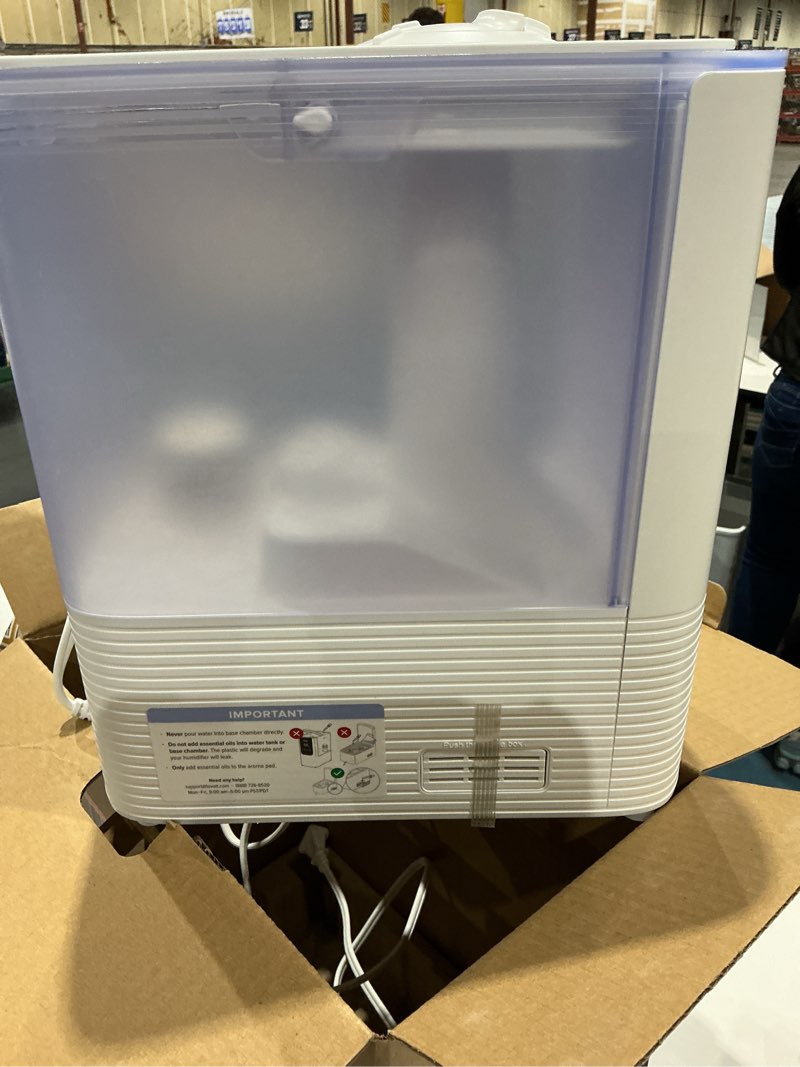Condition photo showing As Is for levoit humidifiers for bedroom home, smart warm and cool mist air humidifier for large room, auto customized humidity, fast symptom relief, easy top fill, essential oil, quiet, oasismist4.5l, white white 4.5l