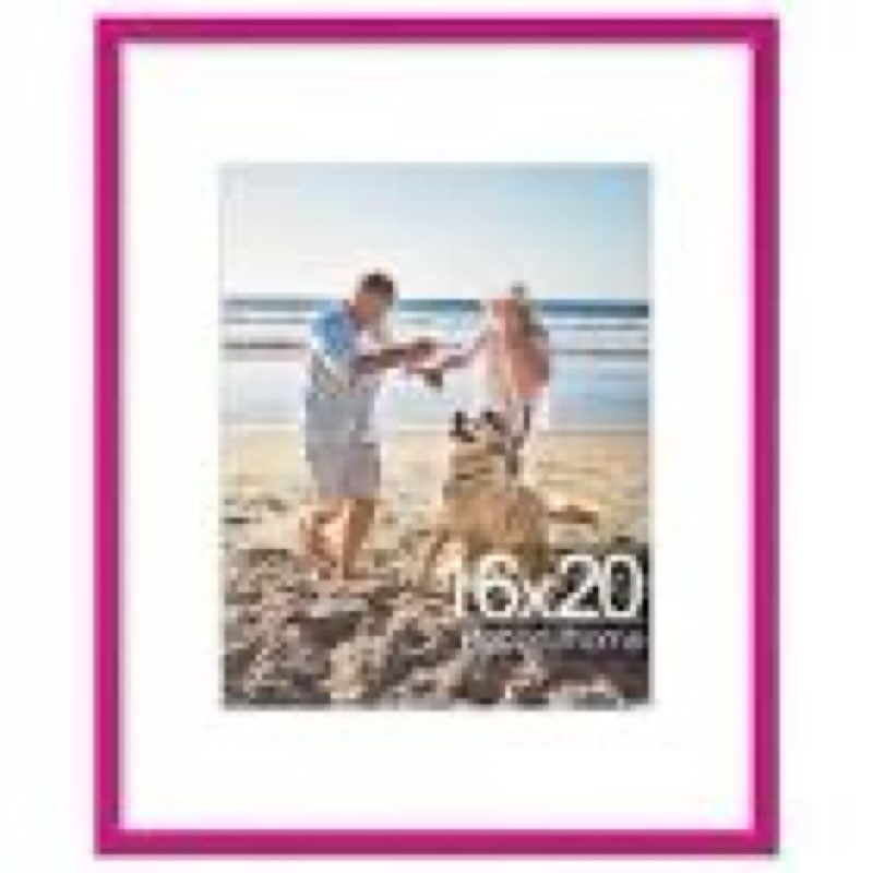 decoruhome 16x20 picture frame, display pictures 11x14 with mat or 16x20 without mat, wall hanging poster frame, magenta, 1 pack magenta 16x20