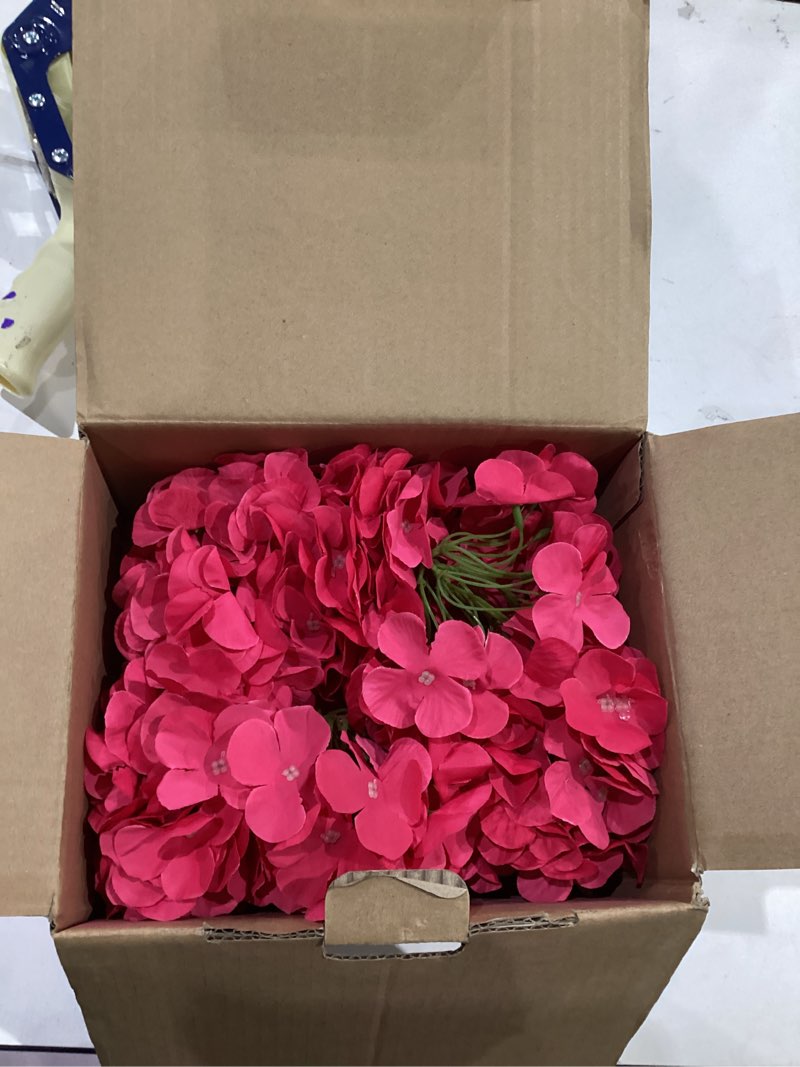 Condition photo showing Good Condition for aviviho 65pcs hot pink fake flowers hydrangea artificial flowers bulk(not squished) realistic faux hydrangeas silk flowers with stems for party,home,weddings,table centerpieces,florals decorations hot pink 65pcs regular
