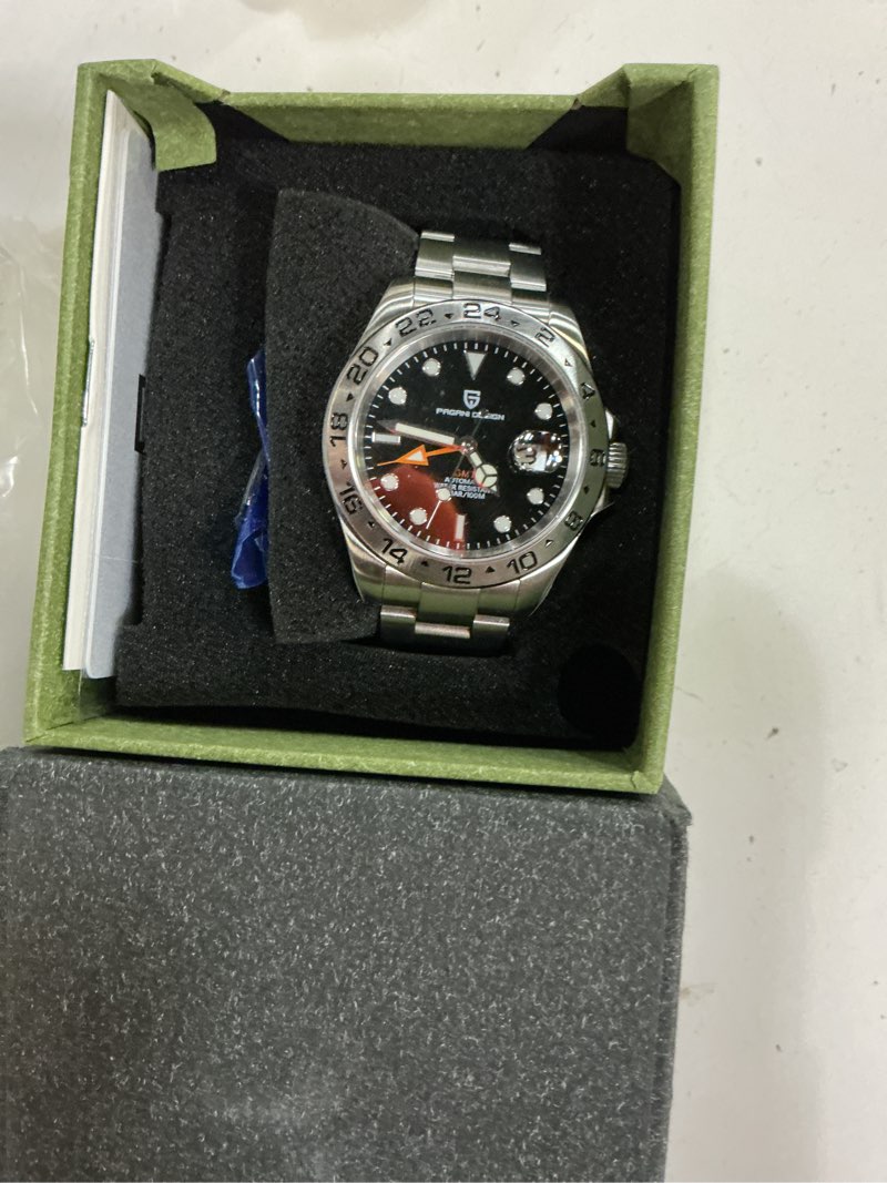 Condition photo showing New/Like New for pagani design watches for men automatic mechanical gmt 42mm sport waterproof stainless steel sapphire glass wrist watch black