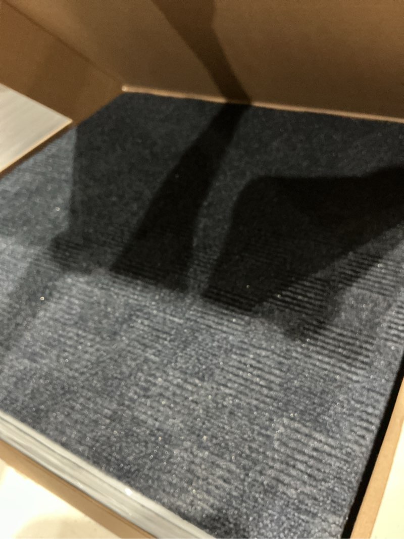 Condition photo showing Good Condition for 24"x 24" carpet tile peel and place - crochet (ocean blue) (60sq.ft.) 15 tiles 24"x24" ocean blue