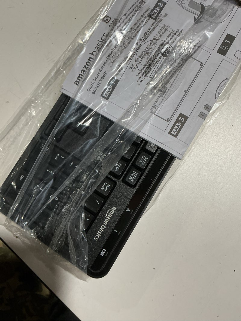 Condition photo showing As Is for Amazon Basics 2.4GHz Wireless Keyboard and Mouse Combo, Quiet and Compact US Layout, Unifying USB Receiver, Black