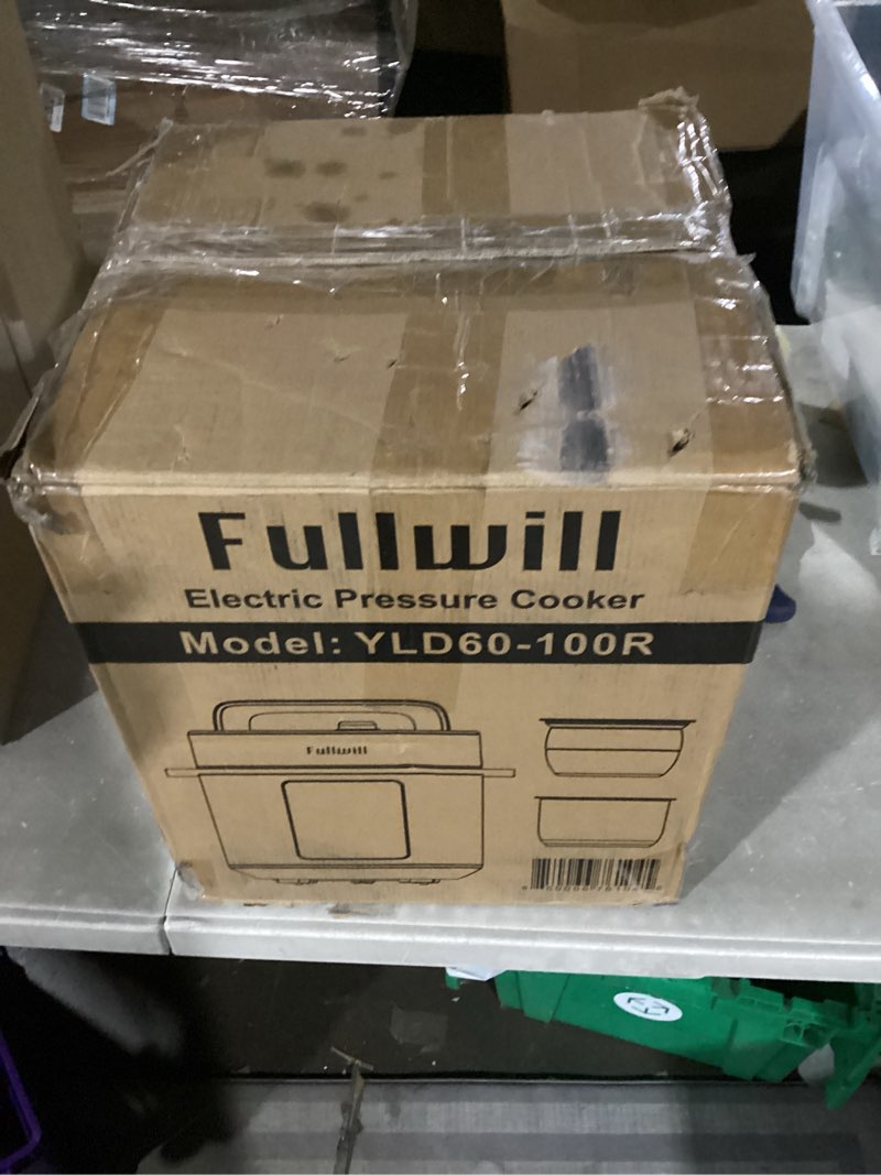 Condition photo showing New/Like New for fullwill electric pressure cooker 6qt dual pots, 12 in 1 multifunction cooker with 304 stainless steel & ceramic pots, pressure cook, soup, porridge, yogurt, meat stew, rice, poultry, beans and more silver