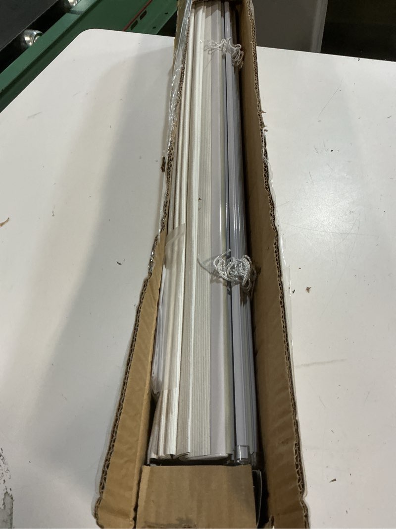 Condition photo showing Good Condition for unishades 100% blackout cordless roman shades for indoor windows & french doors, 26 3/4" w × 60" h - blackout - natural blackout - natural 26 3/4" w × 60" h