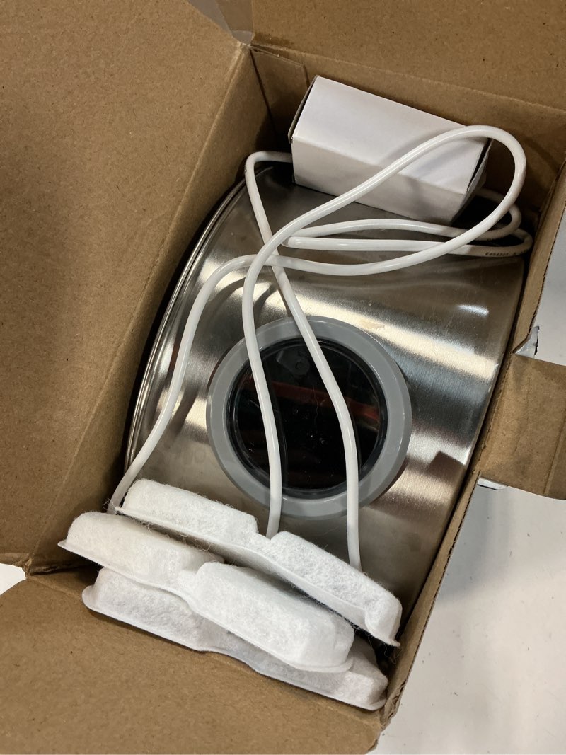 Condition photo showing As Is for cat water fountain stainless steel: cat fountain for drinking with 6 filters + 3 sponges - 74oz/2.2l pet water fountain for cats inside - quiet cats water bowl dispenser - kitten drinking fountains 74oz fountain+6 filters +3 sponges