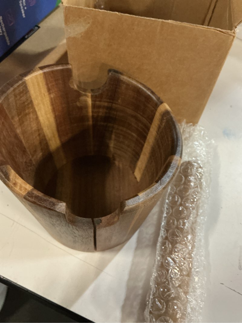 Condition photo showing As Is for 5 inch Coffee Knock Box espresso knock box,Wood Bin for Espresso Machine Coffee Grounds Acacia wood Knock Box Suitable for coffee bar decoration-coffee bar accessories