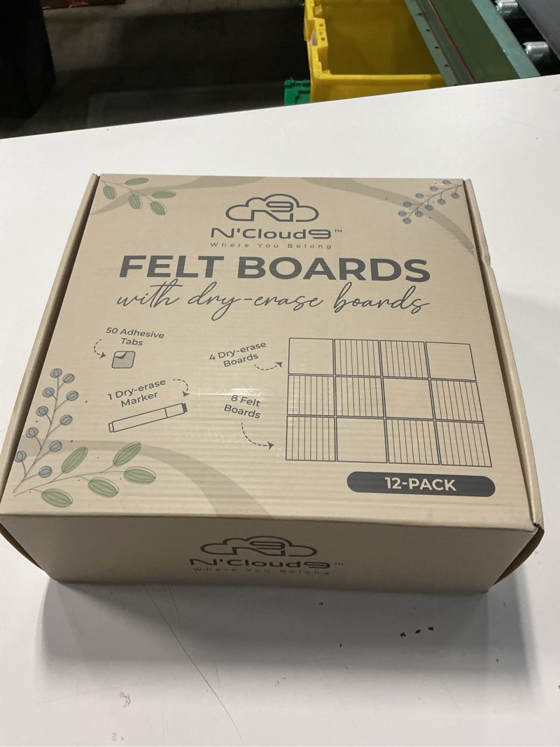Condition photo showing New/Like New for 2-in-1 Style Felt Cork Board Tiles with Reversible Dry Erase Boards - Bulletin Organizer Pinboards for Wall with Strong Adhesion - Alternative Corkboard for Office and Home - 11.8" x 11.8", 12 Pack