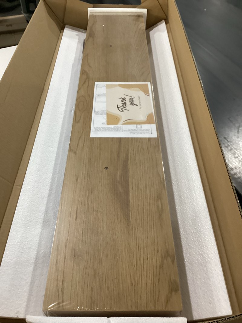 Condition photo showing New/Like New for dreamland deep floating shelves, 8" deep long shelves set of 2, 40 inches floating shelf for wall,large display & storage shelf for bathroom bedroom living room kitchen office, oak 40"w x 8"d - 2p oak