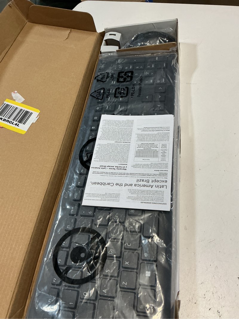 Condition photo showing Good Condition for Dell Wireless Keyboard and Mouse - KM3322W, Wireless - 2.4GHz, Optical LED Sensor, Mechanical Scroll, Anti-Fade Plunger Keys, 6 Multimedia Keys, Tilt Leg - Black Black KM3322W