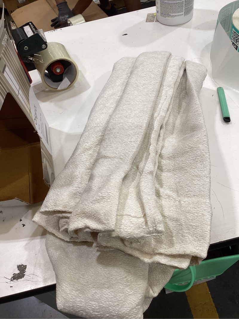 Condition photo showing As Is for origin 21 84-in bone room darkening interlined back tab curtain panel pair