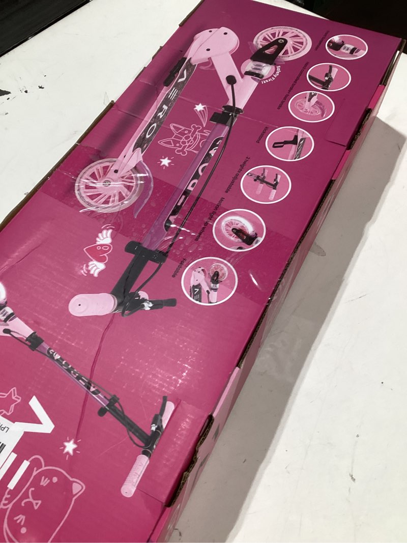 Condition photo showing New/Like New for Aero Scooter for Kids 5-12 | Dynamic Lights, Hand Brake & Shock Absorption | Boys Girls 2 Wheels Kick Scooter | Foldable & Height Adjustable A1-Pink (hand brake)