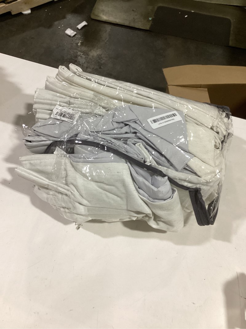 Condition photo showing item condition for 102 Inches Long Pinch Pleated Linen Blackout Curtains for Bedroom Back Tab Track Memory Trained Shape Farmhouse Light Blocking Curtains 102 Inch Length for Living Dining Room Darkening Drapes Cream Natural Linen 40"W x 102"L (Pack of 2)