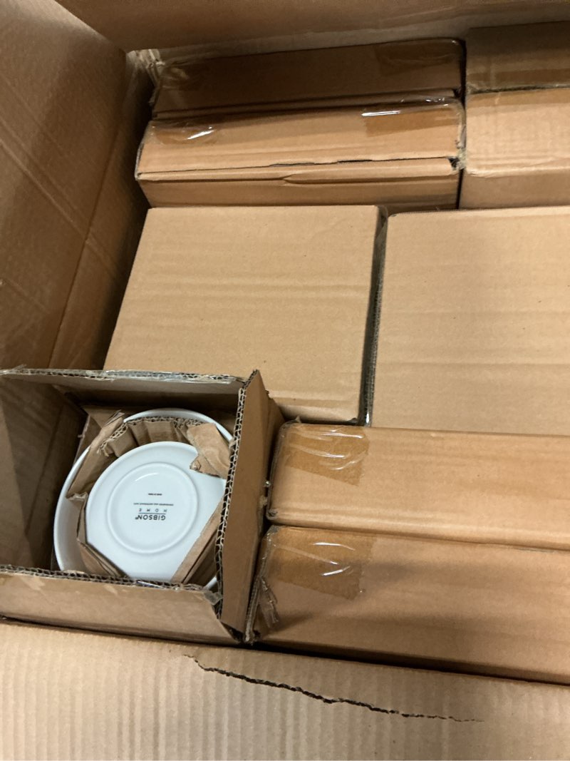 Condition photo showing Brand New for Gibson Home Rothernberg 40-Piece White Porcelain Dinnerware Set – Service for 8, Stackable Plates and Bowls, Durable Kitchen Dinner Set