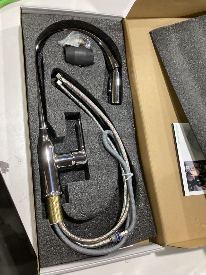 Condition photo showing New/Like New for Kitchen Faucet with Pull-Down Sprayer, Kitchen Sink Faucet for 1 Hole, High Arc Single Handle Faucet (Chrome)