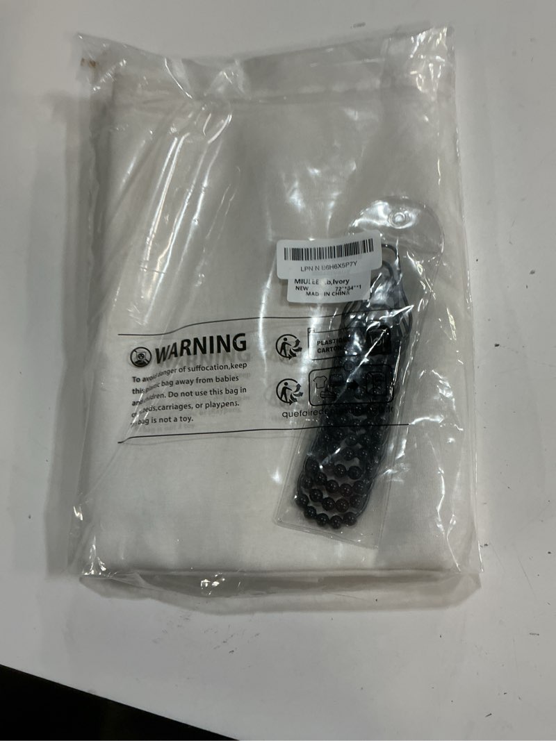 Condition photo showing Good Condition for miulee 84" long scalloped shower curtain linen textured with 12 metal hooks cute extra long heavy duty washable waterproof cloth curtains with black border for bathroom hotel bathtub,ivory ivory 72"w x 84"l (pack of 1)