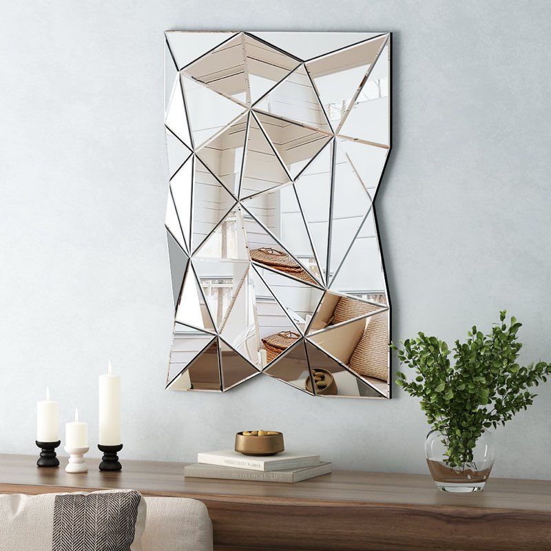 Faustine Modern 3D Wall Mirror Irregular Triangle Accent Mirror