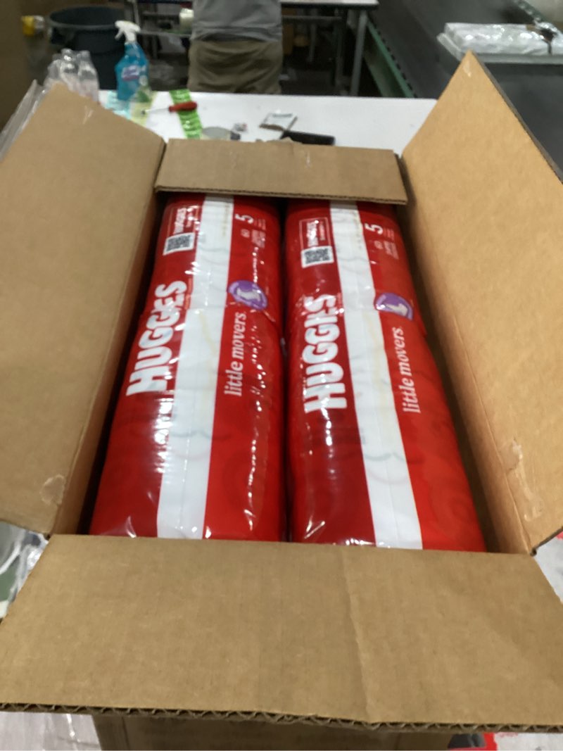 Condition photo showing New/Like New for Huggies Size 5 Diapers, Little Movers Baby Diapers, Size 5 (27+ lbs), 120 Count (2 Packs of 60)