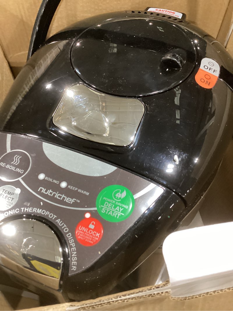 Condition photo showing As Is for NutriChef Digital Water Boiler and Warmer - 5L/5.28 Qt Stainless Electric Hot Water Dispenser w/LCD Display, Rotating Base, Keep Warm, Auto Shut Off, Safety Lock, Instant Heating for Coffee & Tea 5 Liter