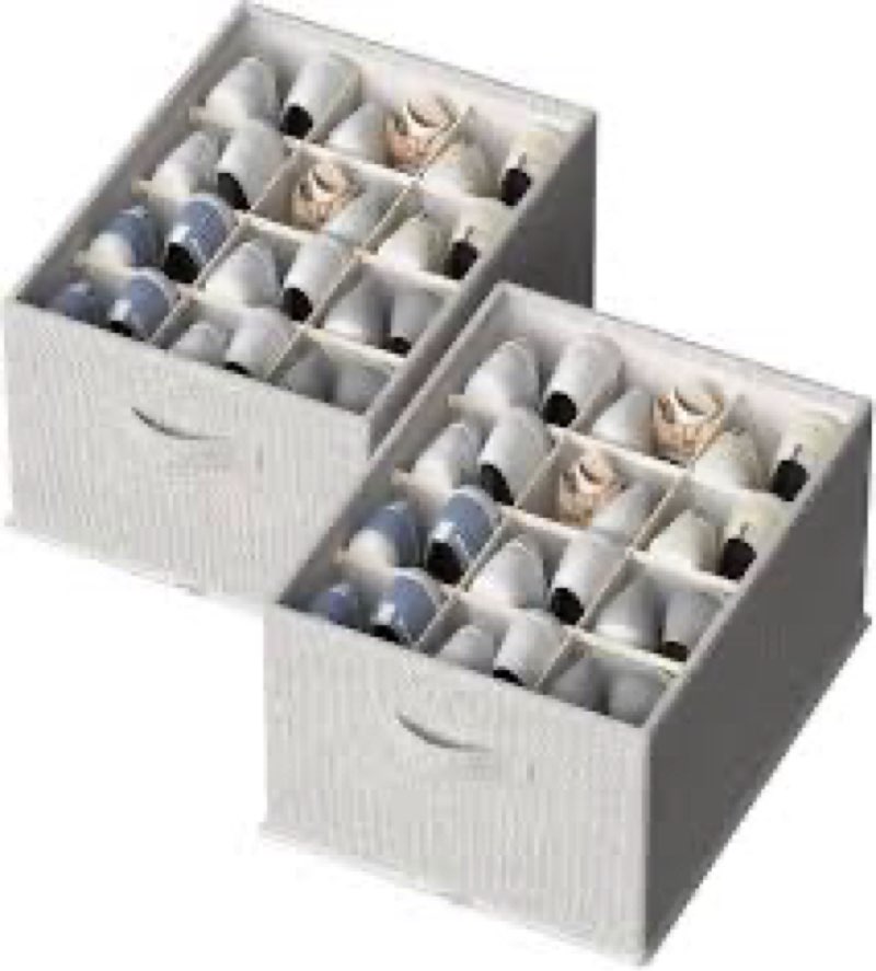 fhsqx 2 pack shoe organizer for closet,foldable shoe organizer,fits up to 24 pairs,storage container