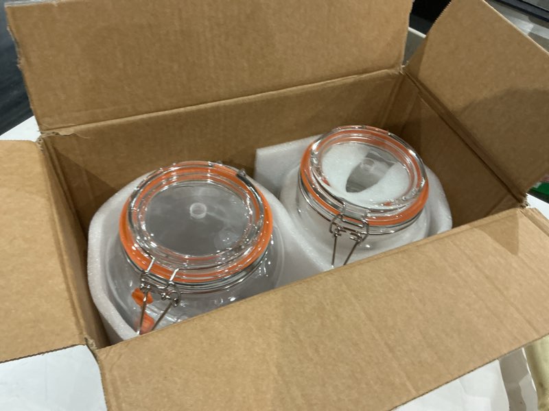 Condition photo showing New/Like New for 1 gallon fermentation jars with weights & airlocks, fermenting kit for sauerkraut, kimchi, kombucha and pickles, 2 pack