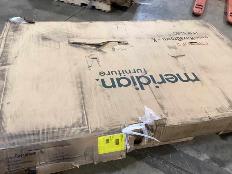 Condition photo showing Good Condition for meridian furniture ravabrown-q rava collection modern | contemporary queen bed with ultra luxe brown 460 gsm velvet, piping, solid wood inner frame, 66.25" w x 89.75" d x 50.75" h, brown, queen brown queen