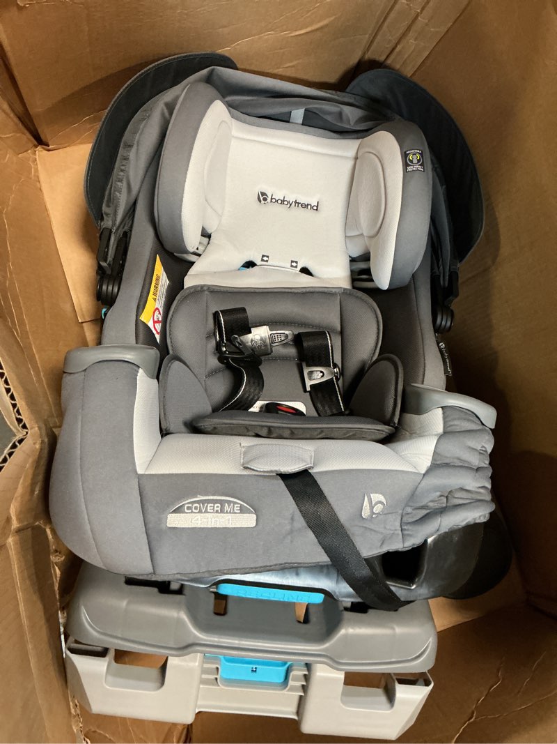 Condition photo showing As Is for baby trend cover me™ 4-in-1 convertible car seat, vespa – built-in canopy, 4-stage growth system, plush comfort padding, multi-position recline