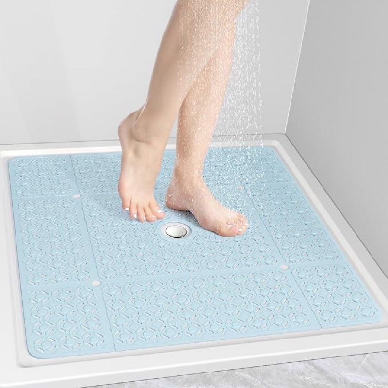 othway square shower mat, 27\"x 27\" extra large shower mats for inside shower, tpe anti slip shower m